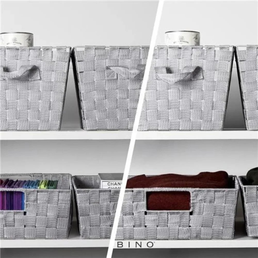 3 Pack Woven Strap Storage Basket Organizer - Shelf/Under‎ Bed Organizers